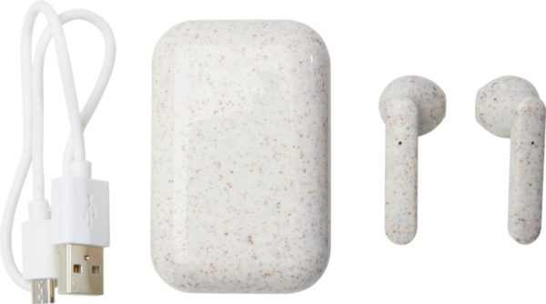 Auriculares True Wireless de paja de trigo "Nantai" - Beige - Imagen 4