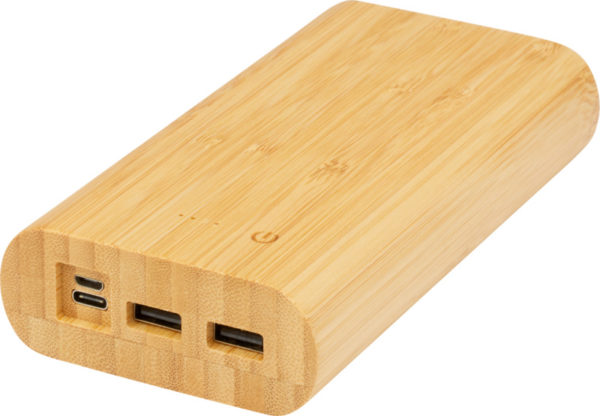 Batería externa de 20,000 mAh de bambú "Tulda" - Natural - Imagen 3