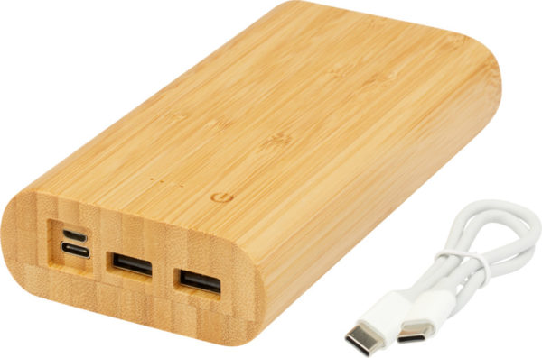Batería externa de 20,000 mAh de bambú "Tulda" - Natural - Imagen 7