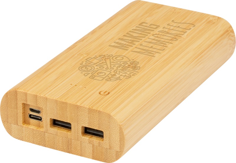 Batería externa de 20,000 mAh de bambú Tulda - Natural - ECOACTIVA