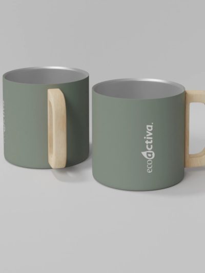 Taza de acero inoxidable reciclado con certificado RCS con aislamiento de cobre de 360 ml "Bjorn"